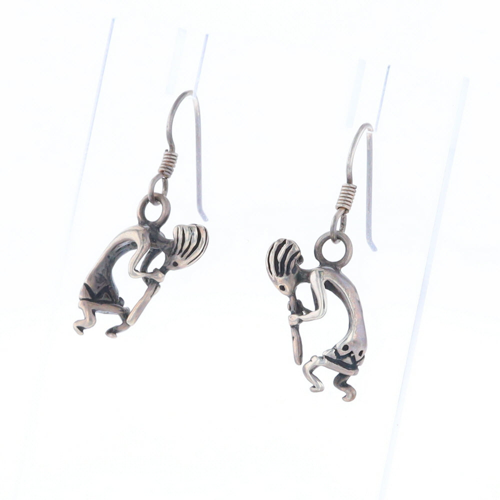 Silver Kokopelli Dangle Earrings