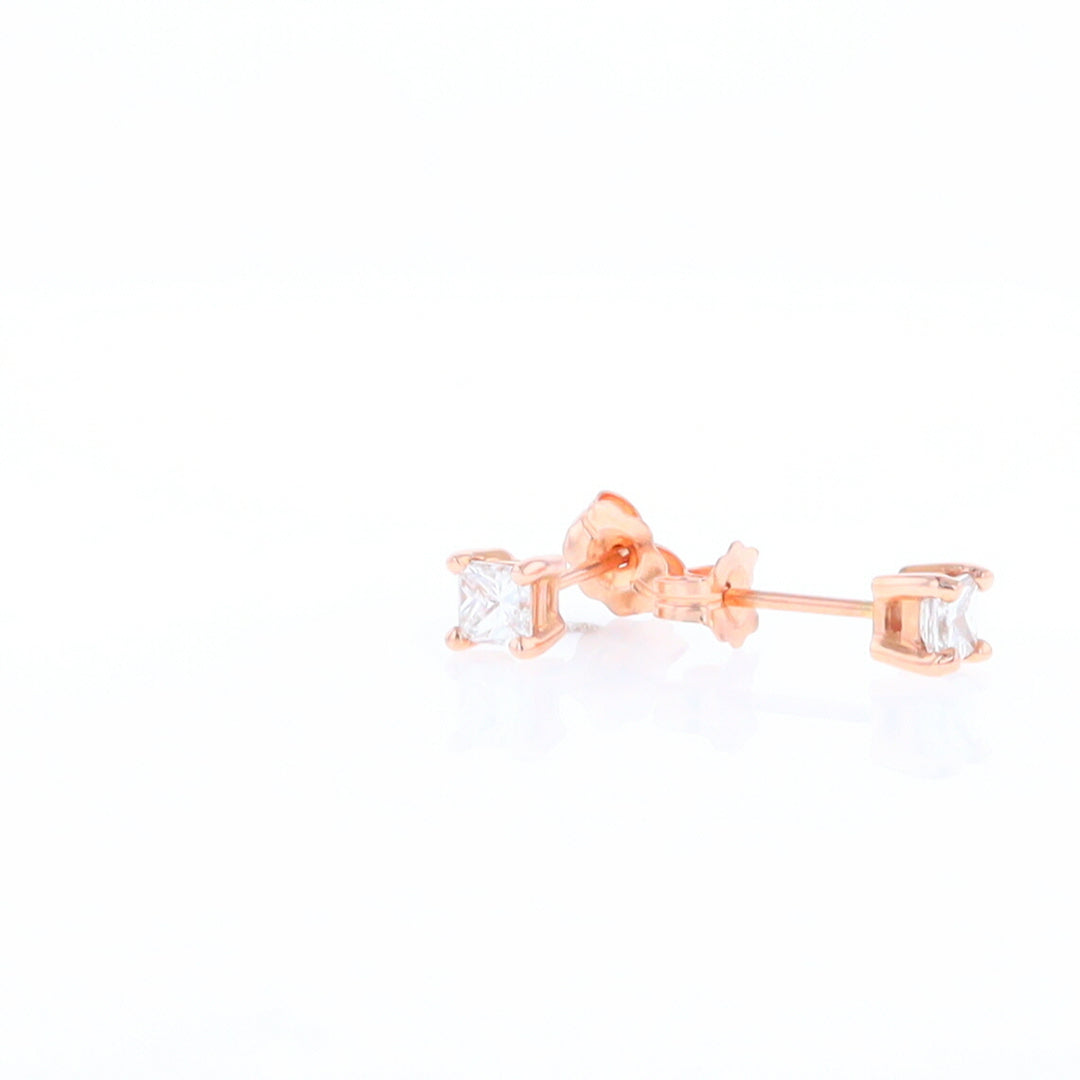 0.41ctw Princess Cut diamond Stud Earrings