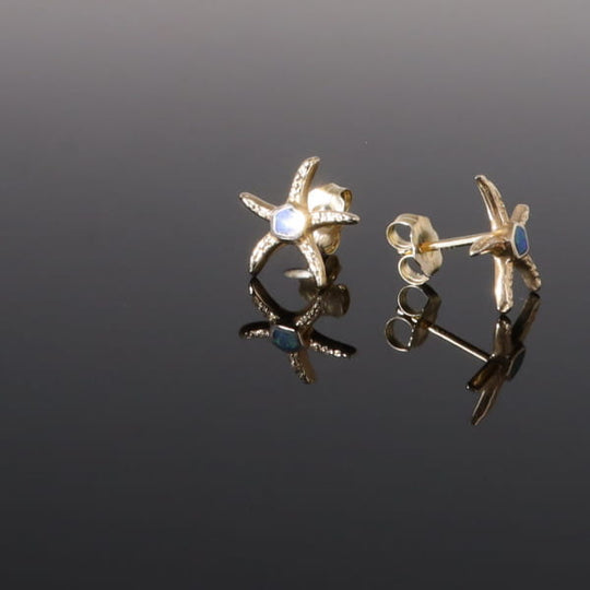 Opal Earrings Inlaid Realistic Star Fish Design Studs