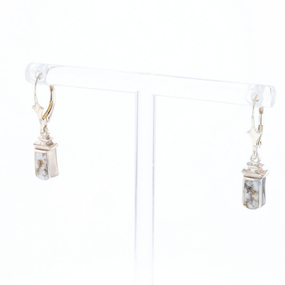 Sterling Silver Gold Quartz Inlaid Earrings - G3