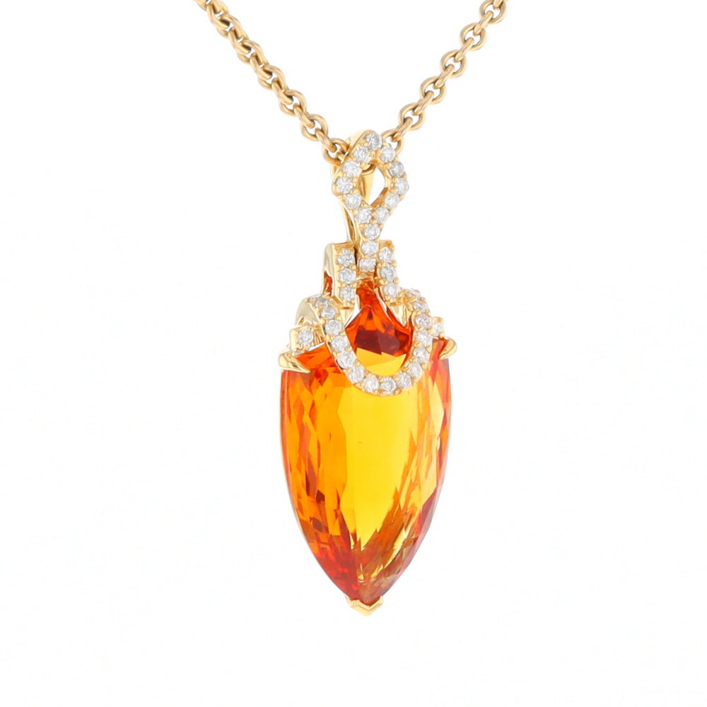 Citrine Pendant with Diamond Bail