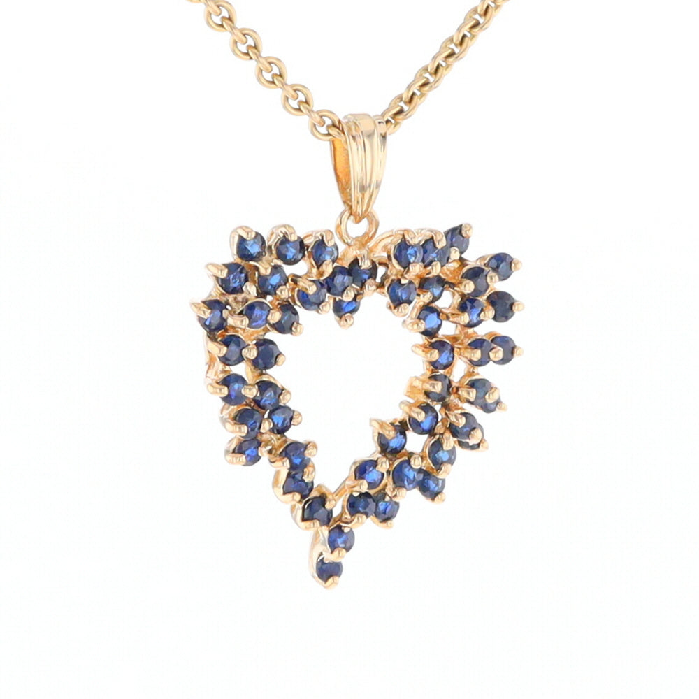 Bursting Sapphire Open Heart Pendant