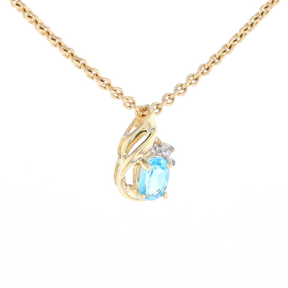 Pear Blue Topaz Diamond Pendant