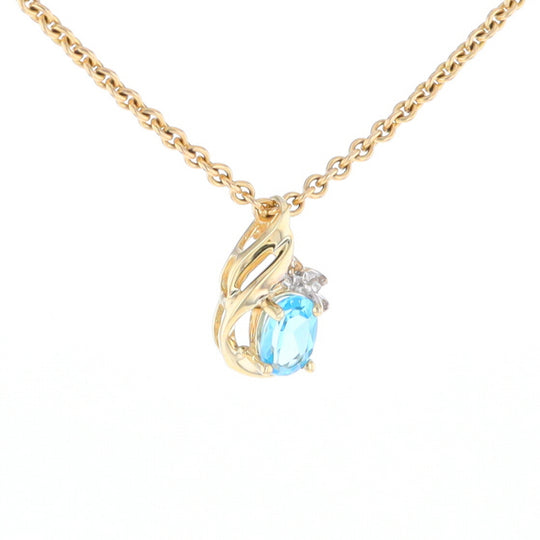 Pear Blue Topaz Diamond Pendant