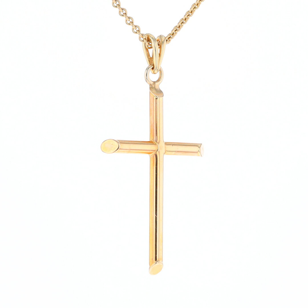 Beveled Edge Tube Cross Pendant