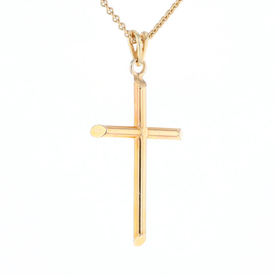 Beveled Edge Tube Cross Pendant