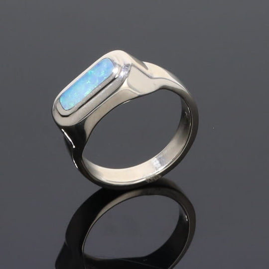 Opal Rings Rectangle Inlaid Design Lady's Ring