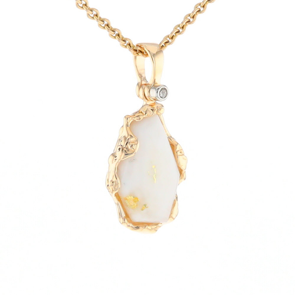 Gold Quartz Freeform Pendant