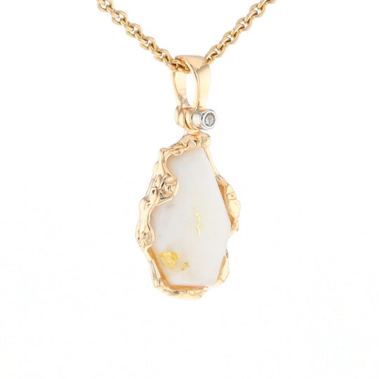 Gold Quartz Freeform Pendant