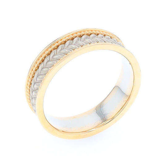 Braided White and Yellow Gold Men's Ring