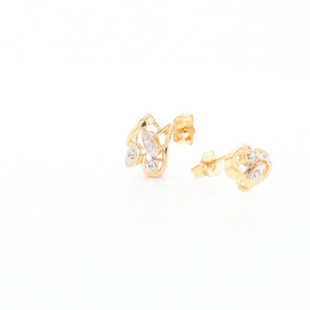 Diamond Leaf Stud Earrings