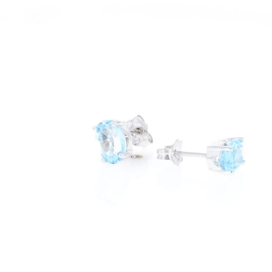 Oval Blue Topaz Stud Earrings