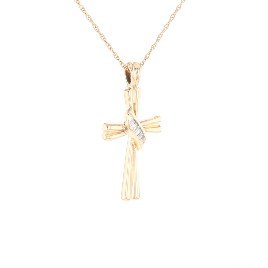 Diamond Crossover Ribbon Cross Pendant