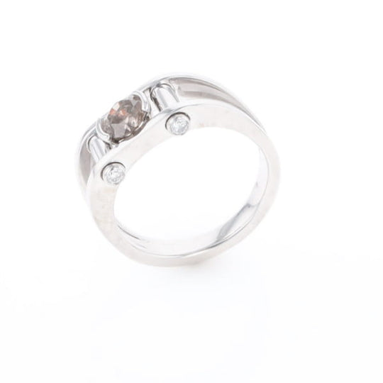 Men's Contemporary White Gold Industrial Brown Diamond Ring