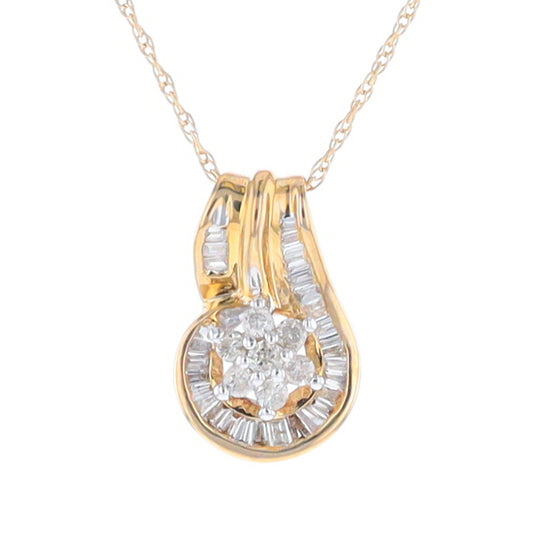 Gold Slide and Flower Diamond Pendant