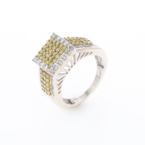 Yellow and White Diamond Filigree Design Ring