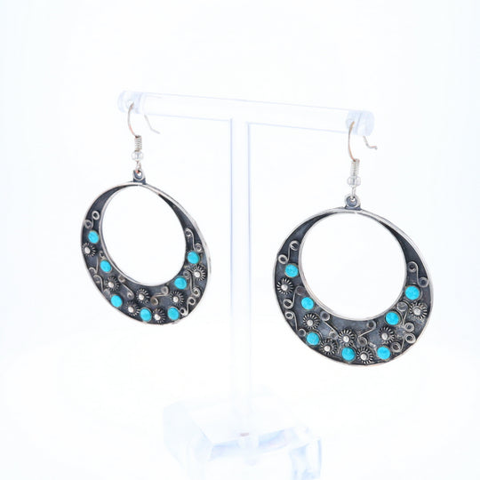 Floral Chrysocolla Hoop Earrings