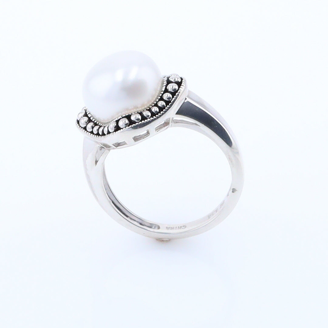 Pearl with Milgrain Halo Ring