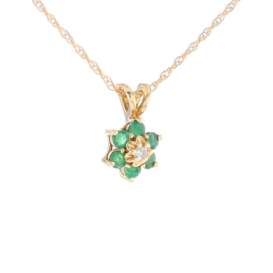 Small Emerald Flower Pendant