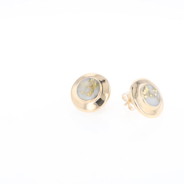 Superior Quality Gold Quartz Inlaid Circle Stud Earrings