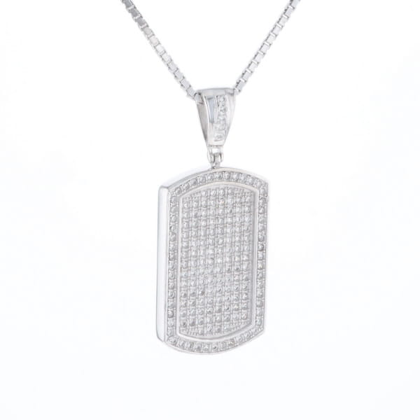 Cubic Zirconia Dog Tag Necklace