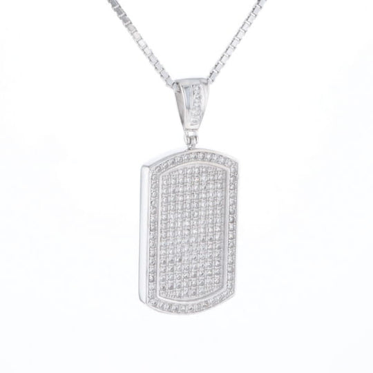 Cubic Zirconia Dog Tag Necklace