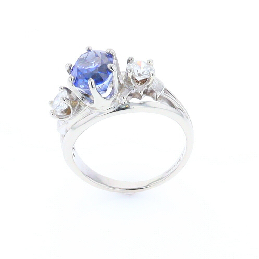 Oval Sapphire Ring with Diamond Side Accents