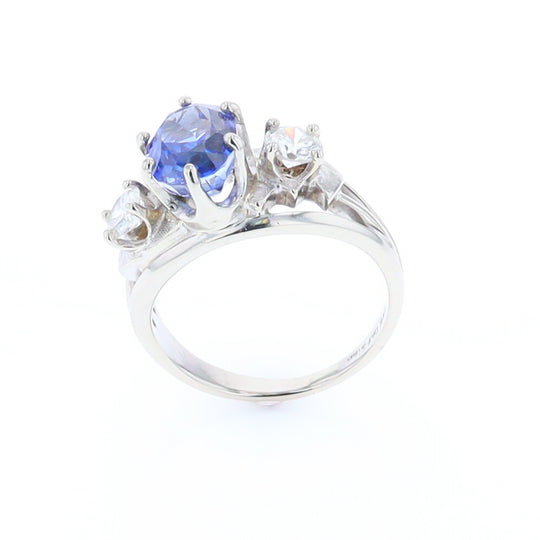 Oval Sapphire Ring with Diamond Side Accents