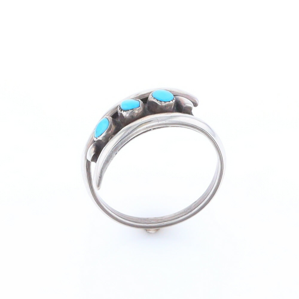 Round Turquoise Row Bypass Ring