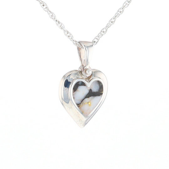 Sterling Silver Gold Quartz Inlaid Heart Pendant - G3