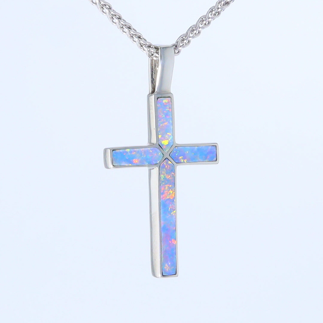 Opal Pendant 4 Section Inlaid Cross