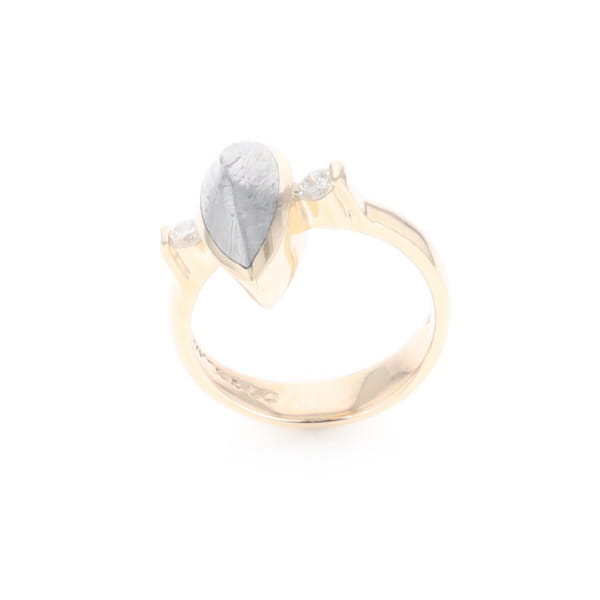 Meteorite Pear Shape Inlay Ring
