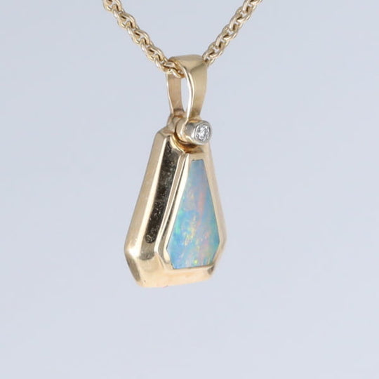 Opal Triangle Inlay with .02ctw Diamond Pendant