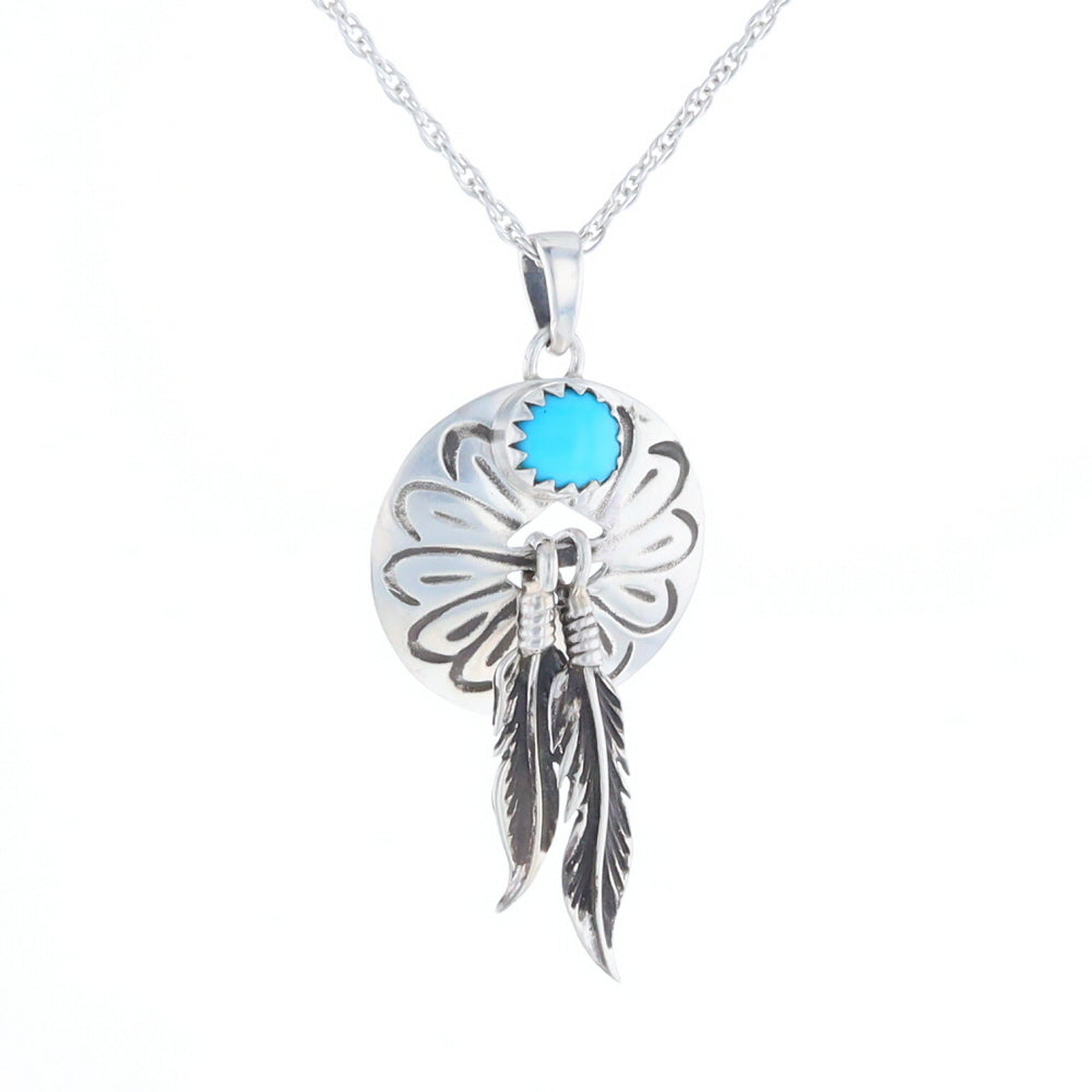 Turquoise Dream Catcher Feather Pendant