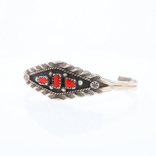 Sterling Silver Coral Cuff Bracelet