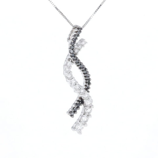 Ribbon Necklace With Black and White Diamonds