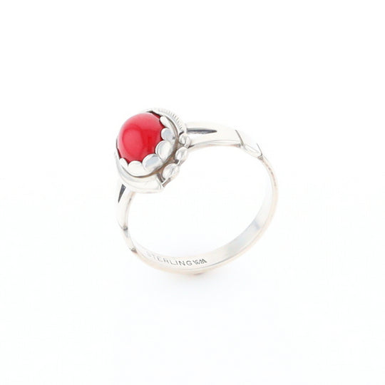 Native American Oval Coral Ring