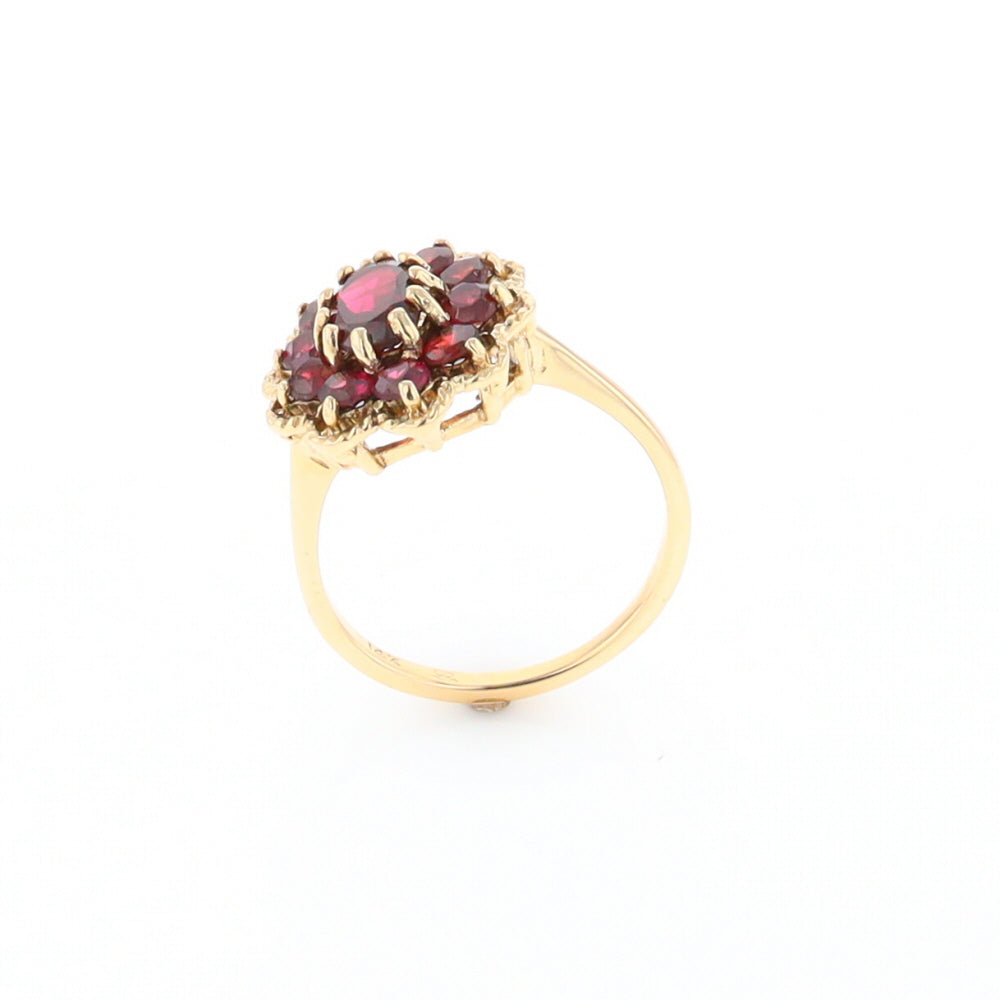 Floral Cluster Garnet Ring