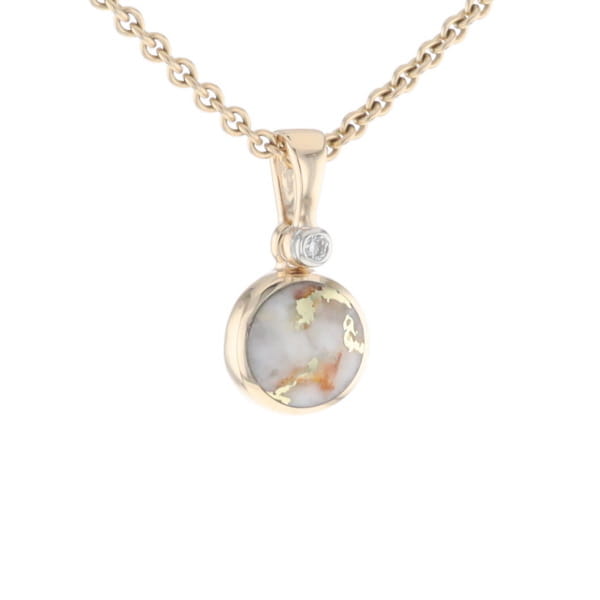 Round Gold Quartz Inlaid Pendant