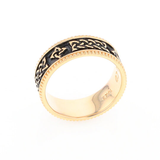 Celtic Knot Black and Gold Wedding Band