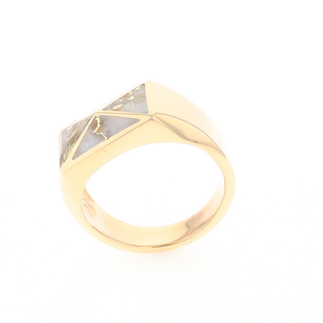 Four Section Gold Quartz Inlaid Men's Ring G2