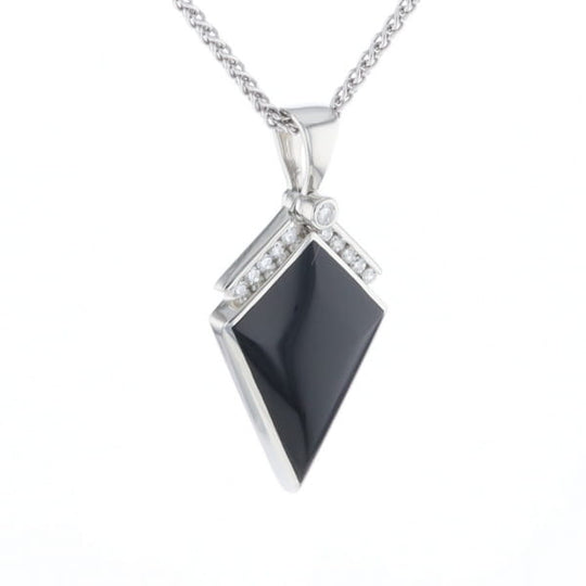 Onyx Kite Design Inlay .19Ctw Diamond Pendant