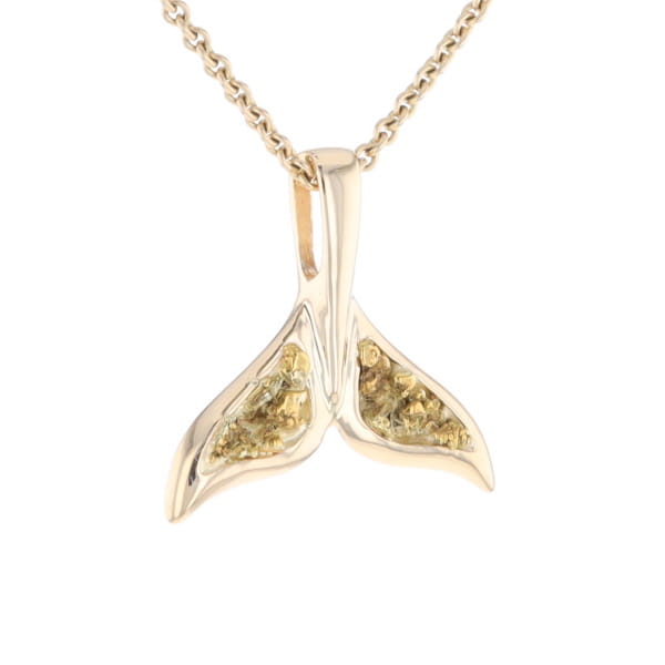 Whale Tail Natural Nuggets Double Inlaid Sea Life Pendant