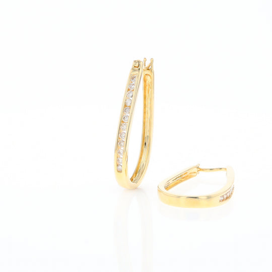 U-Shaped Channel Set Diamond Hoop Earrings