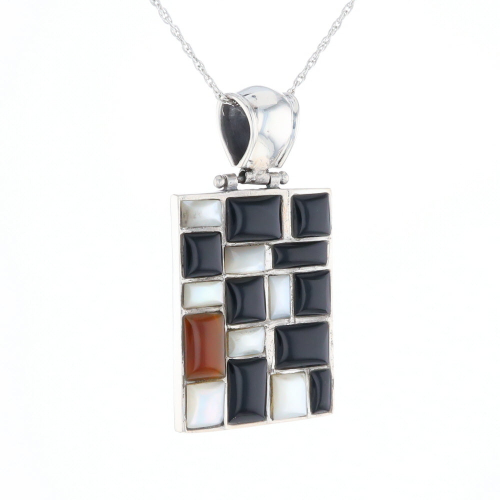 Onyx & Mother of Pearl Checkered Pendant