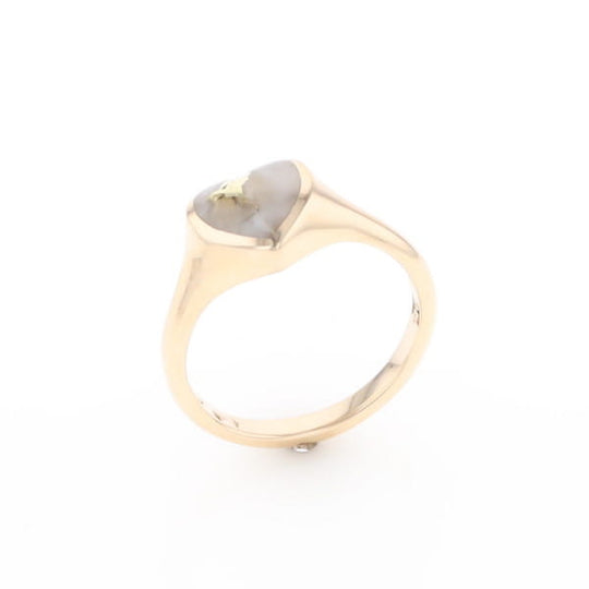 Gold Quartz Ring Heart Shape Inlaid Design