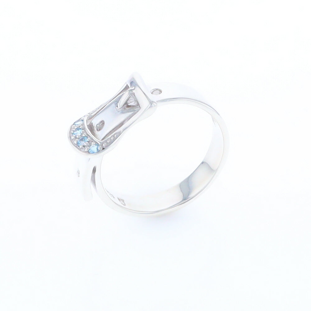 Silver Blue Topaz Belt Ring