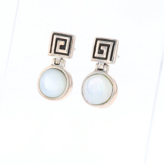 Square Swirl Mother of Pearl Stud Earrings