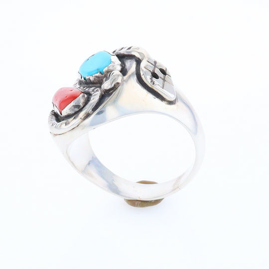 Coral and Turquoise Native Snake Ring