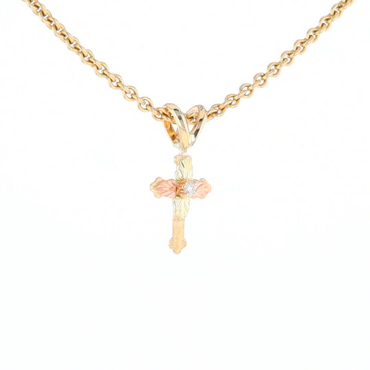 Black Hills Gold Diamond Cross Pendant